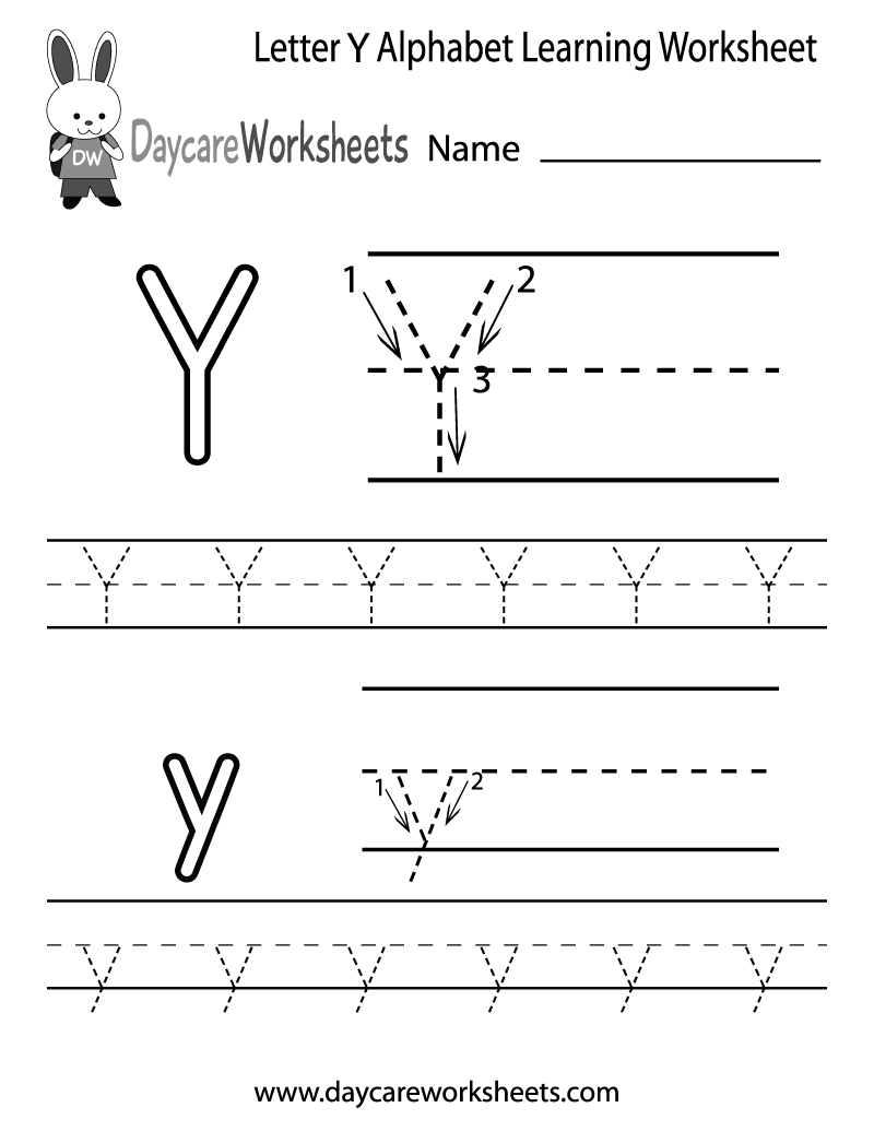 Kindergarten Worksheets Letter Y