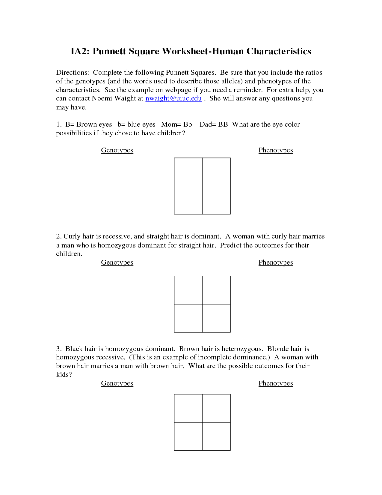 Practice With Monohybrid Punnett Squares Worksheet Answer Key