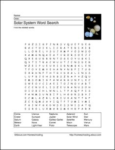 Space Word Search Worksheet Image