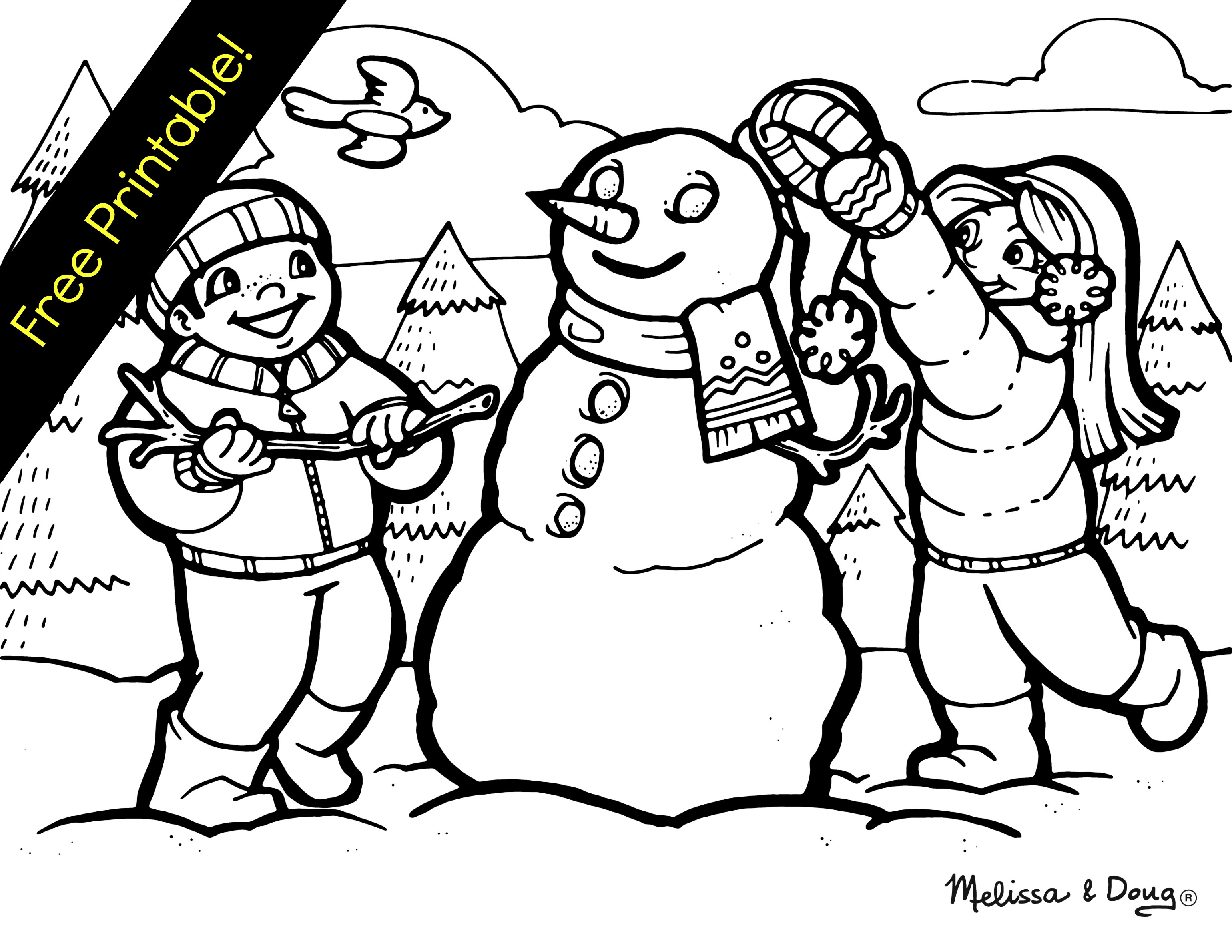 Winter Scenes Coloring Pages Printable Image