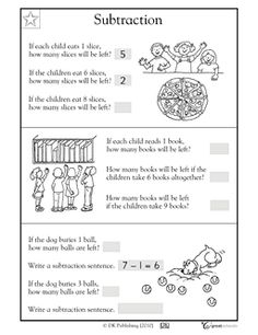 1st Grade Subtraction Word Problems Image