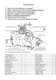 Canada Map Worksheet Image