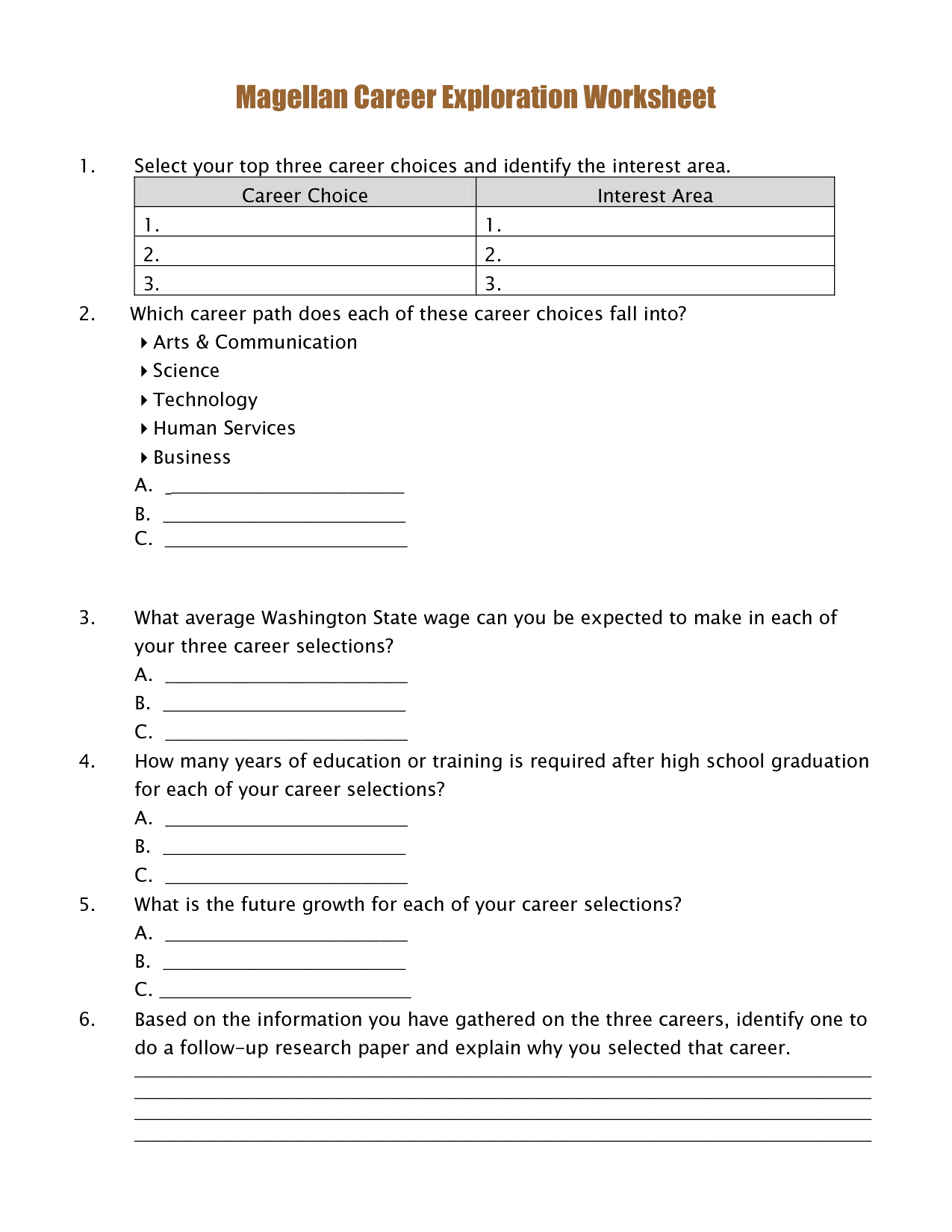 career research worksheet middle school pdf