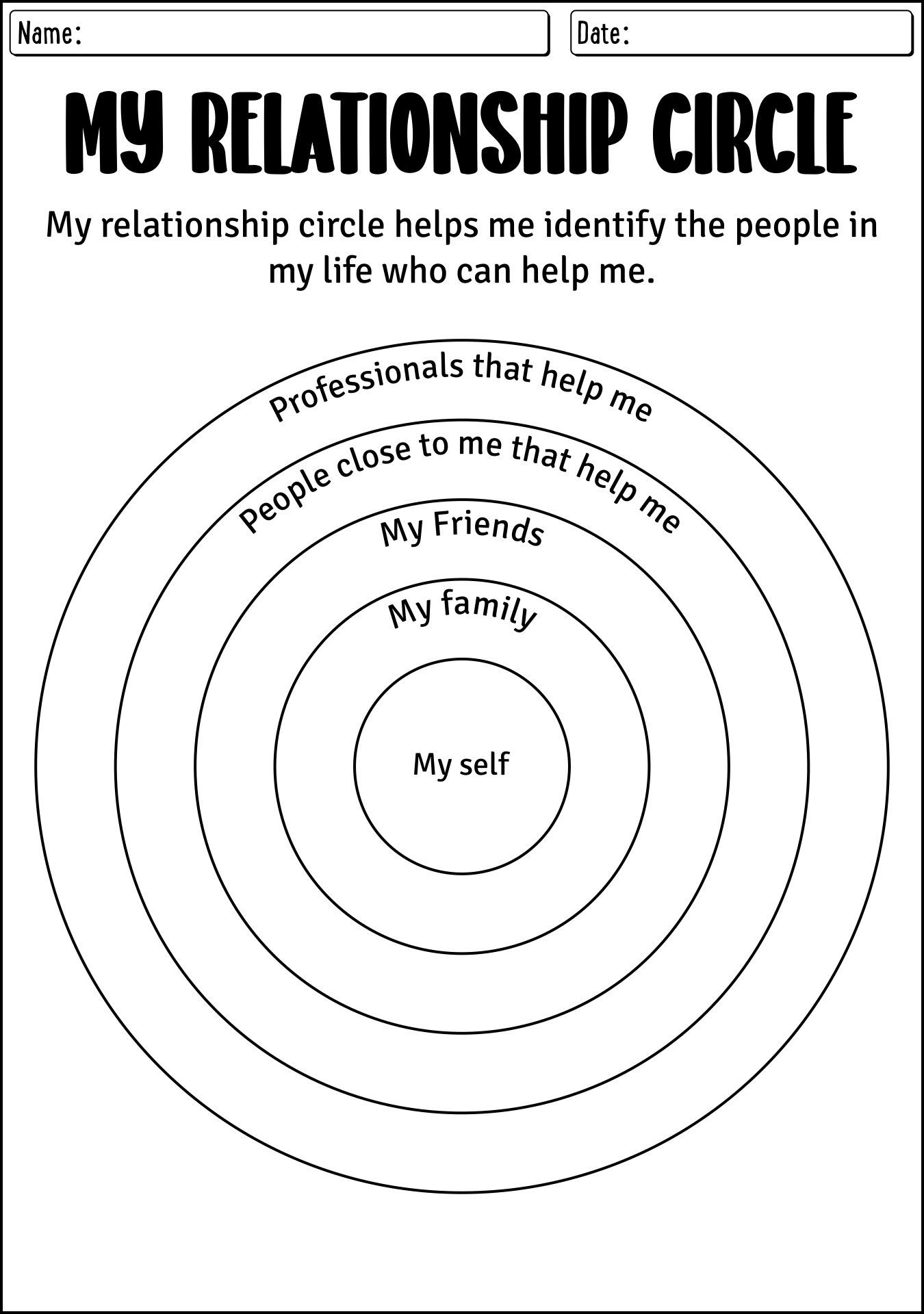 14 Relationship Circles Worksheet Worksheeto