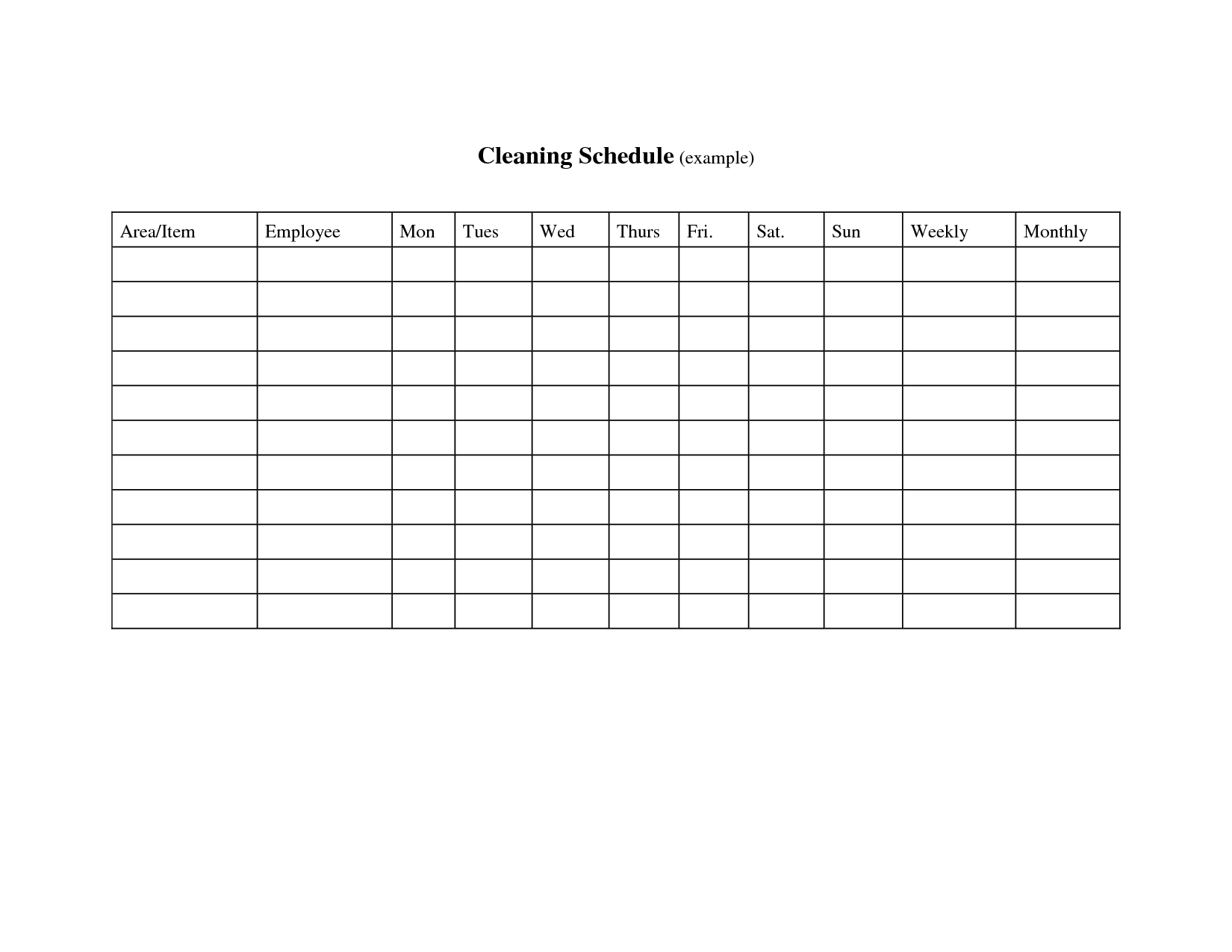 Cleaning Schedule Log Template Image