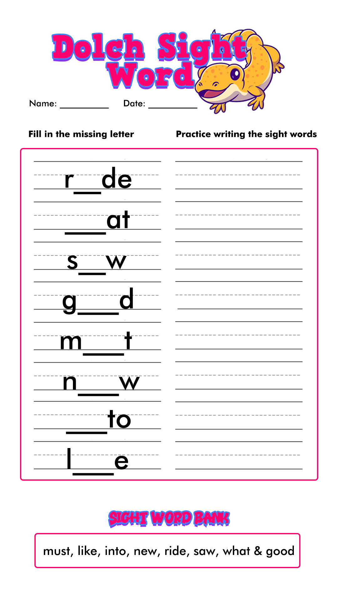 Dolch-Sight-Word-Worksheets Image