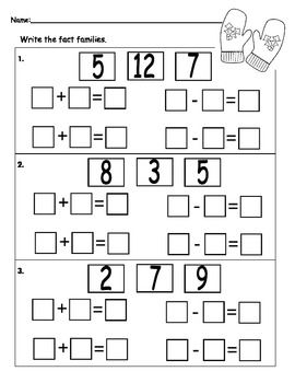 First Grade Fact Family Worksheets Image
