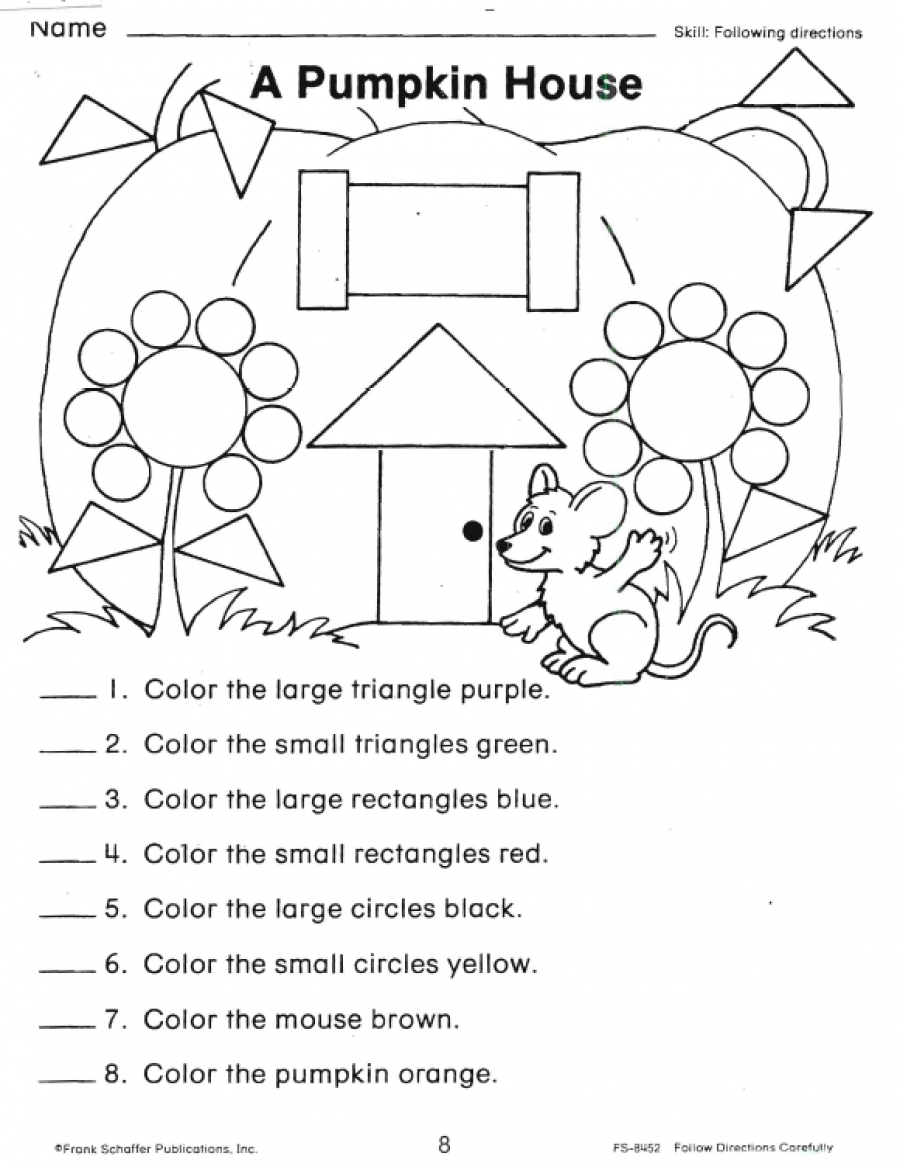 Following Directions Worksheets Shapes Image