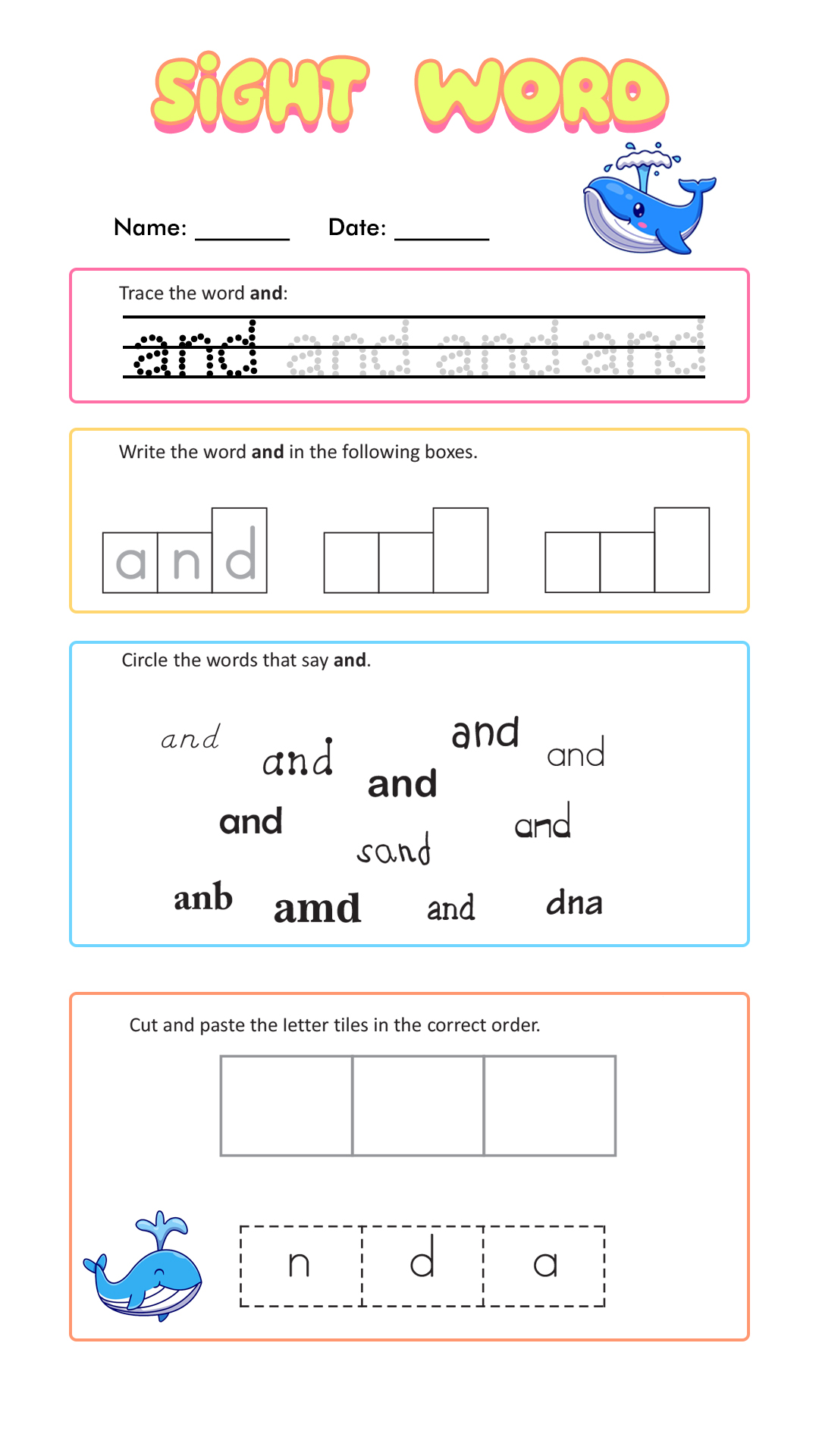 Free Printable Sight Word Worksheets Image