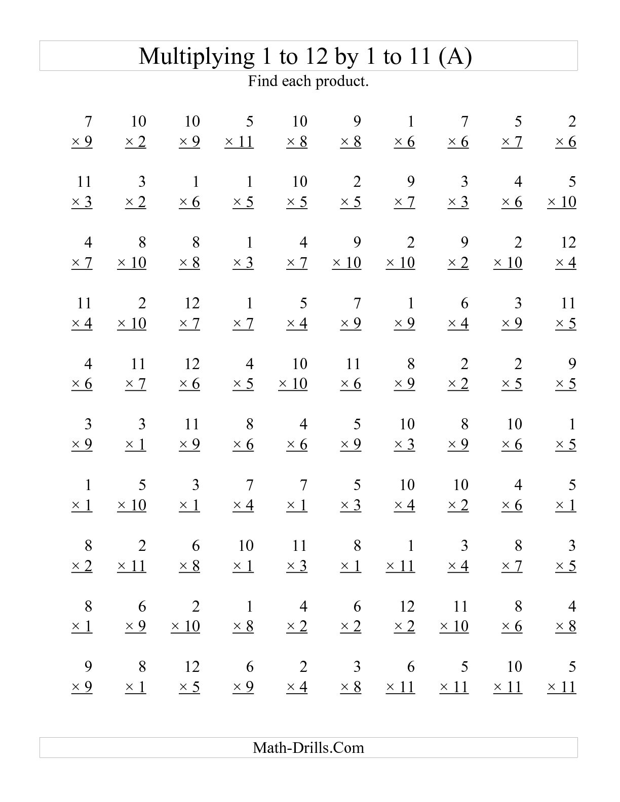 Multiplication Worksheets 1 12 Image