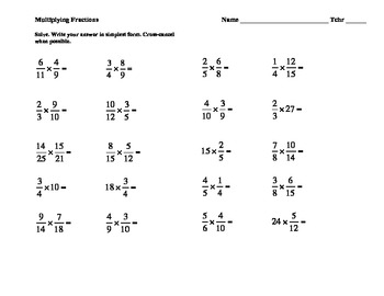 Multiplying and Dividing Fractions Practice Image