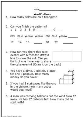 2nd Grade Math Problems Worksheets