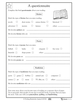 5th Grade Language Worksheet Print Outs