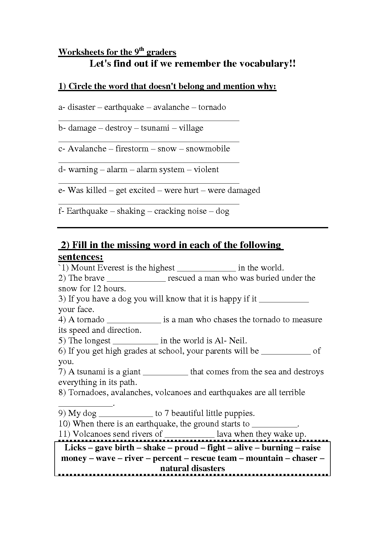 9th Grade Worksheets Image