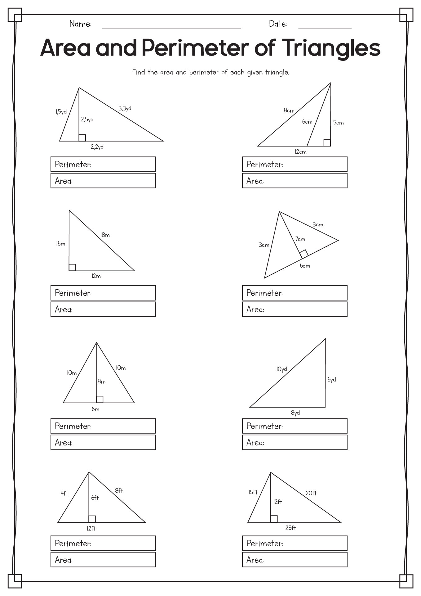 Area and Perimeter Triangle Formula