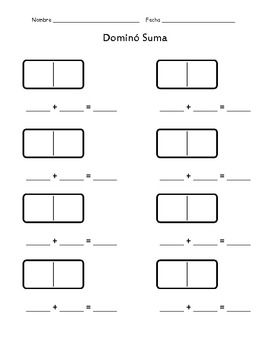 Blank Domino Addition Worksheet Image
