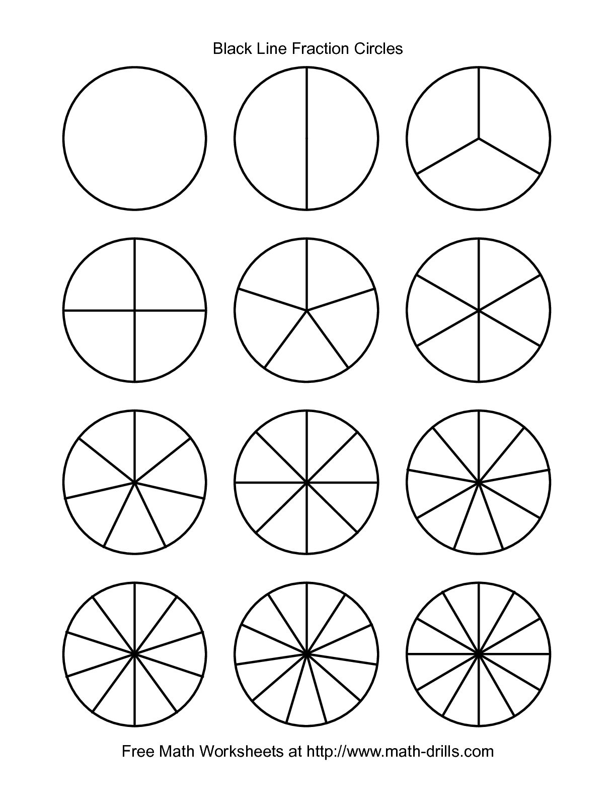 Blank Fraction Circles Worksheets Image