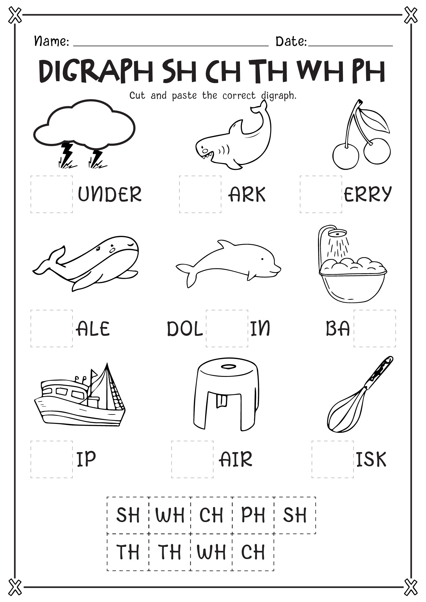 Digraph Sh CH Th Wh Ph Worksheets Image