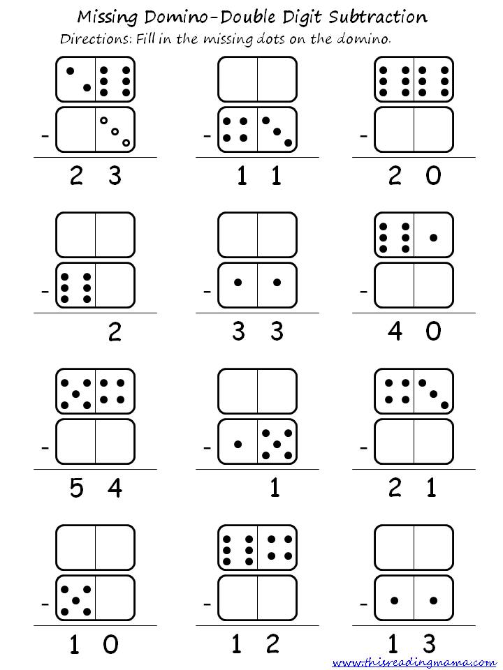 Domino Addition and Subtraction Worksheet Image