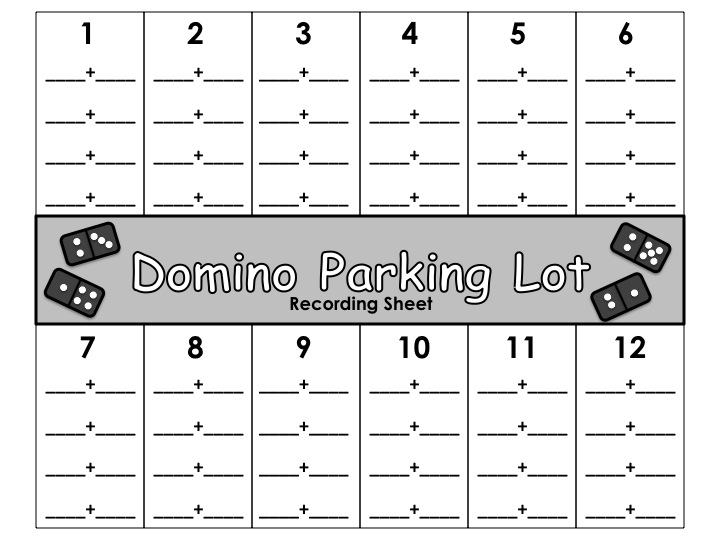 Domino Addition Sheet Image