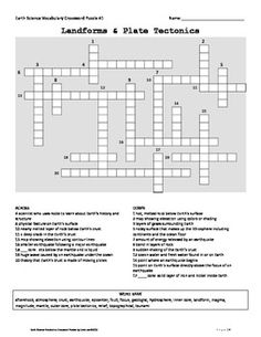 Earth Science Vocabulary Crossword Puzzle Image