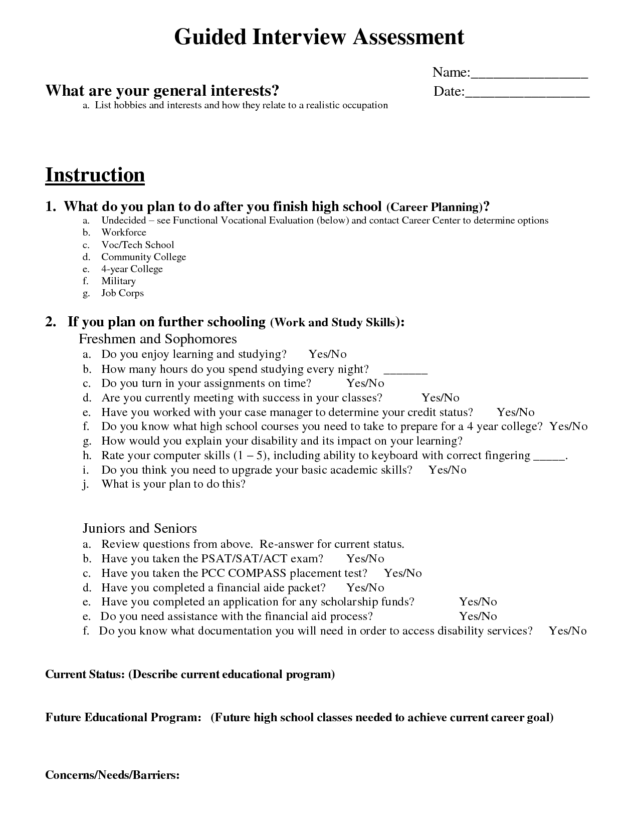 High School IEP Transition Worksheets Image
