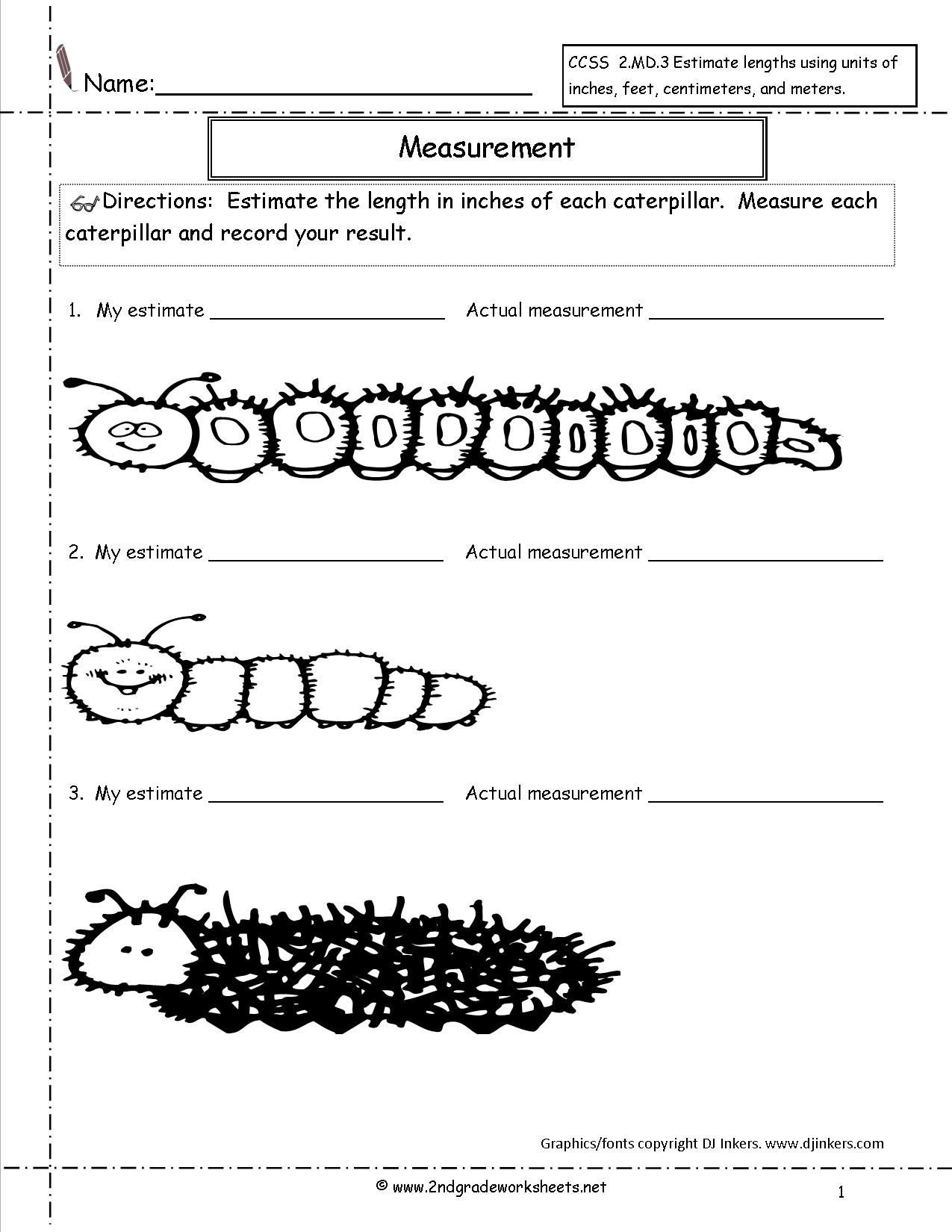 Length Measurement Worksheets 2nd Grade Image