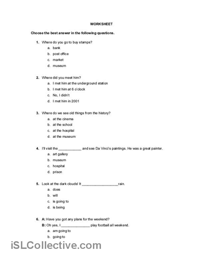 Multiple Choice Grammar Worksheets Middle School Image