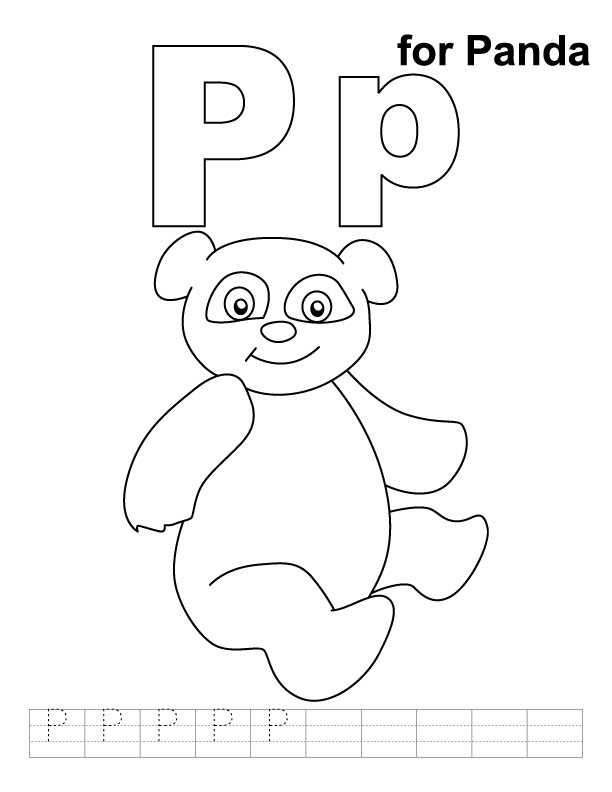 P Is for Panda Bear Coloring Page Image