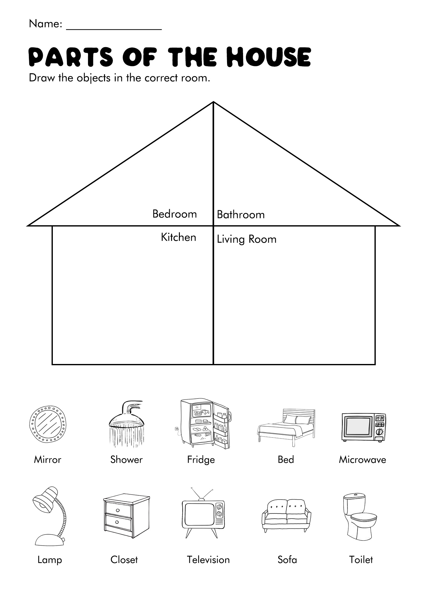 Parts of the House ESL Worksheets