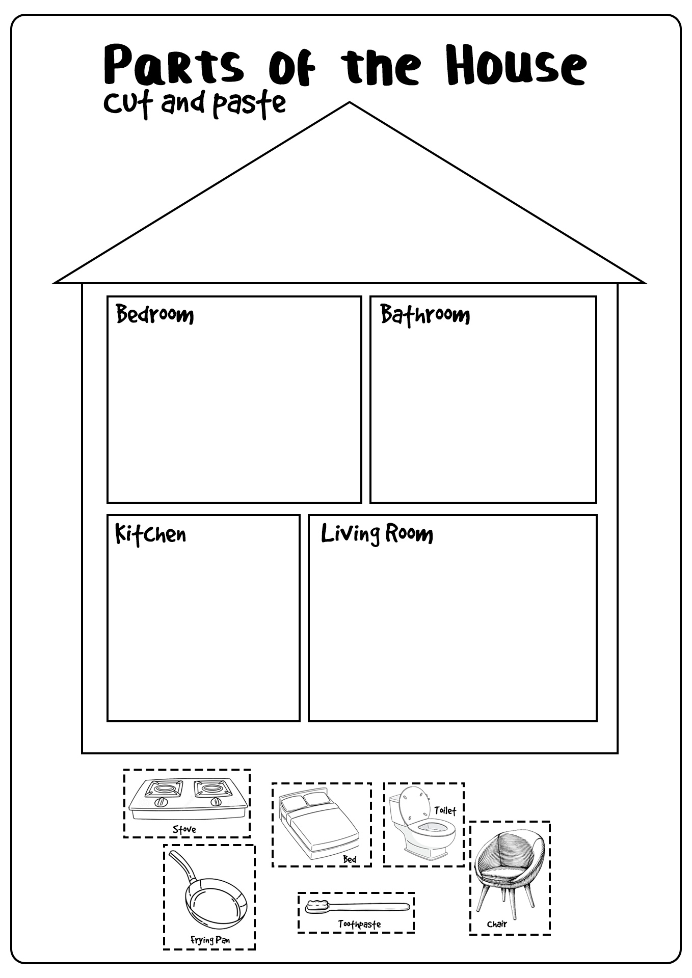 Parts of the House Worksheets for Kids Image