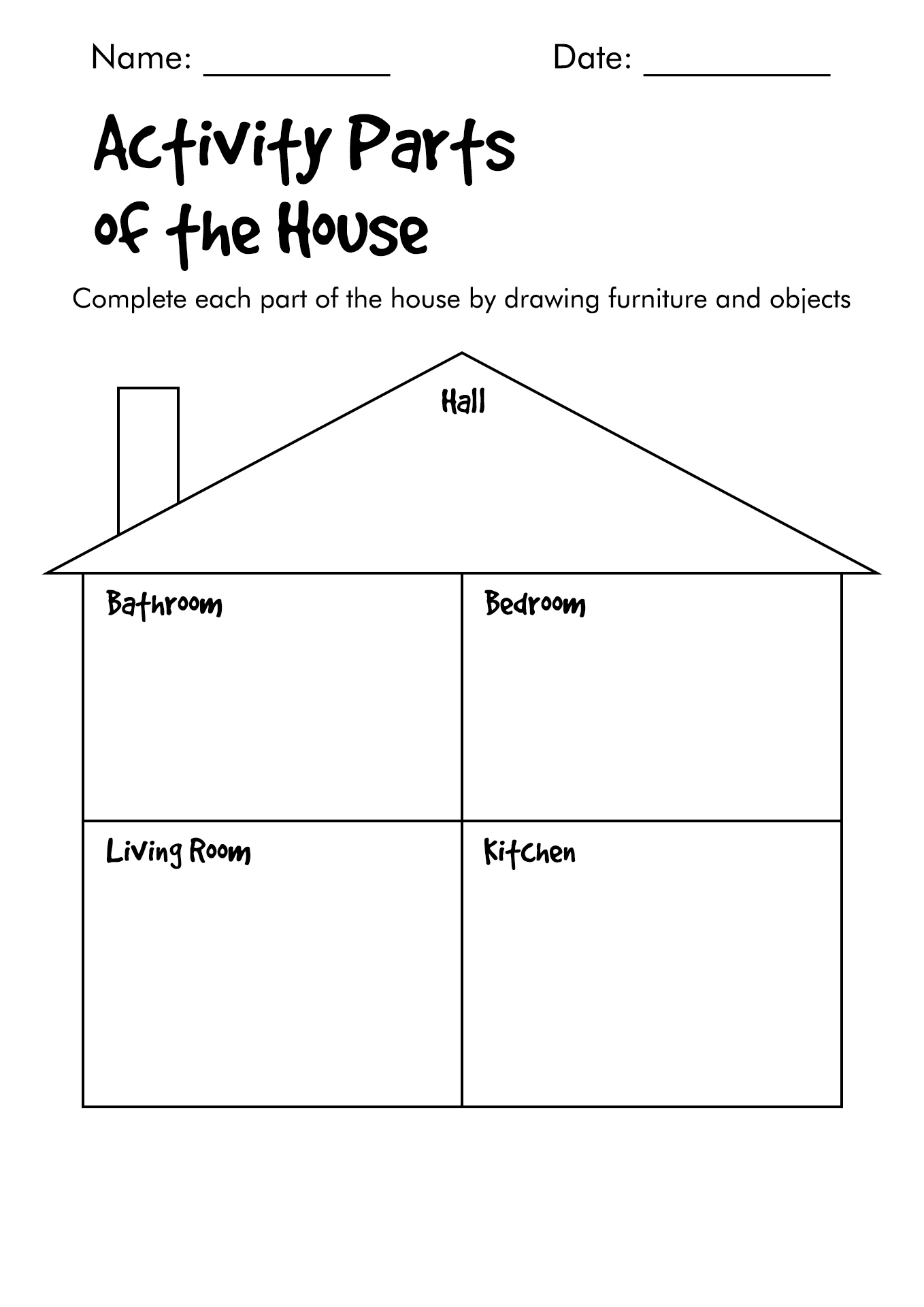 Parts of the House Worksheets for Kids Image