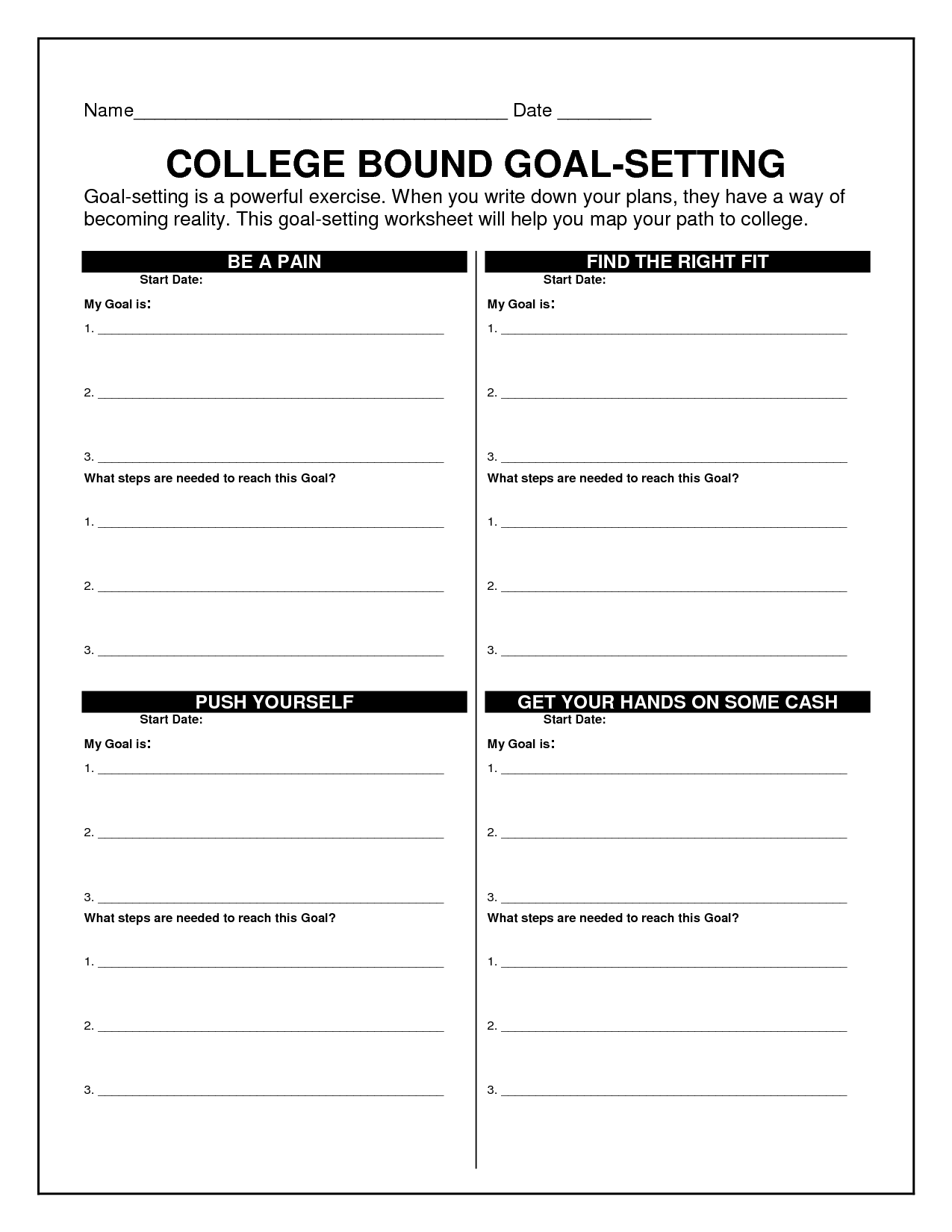 Personal Goal Setting Worksheet Template Image