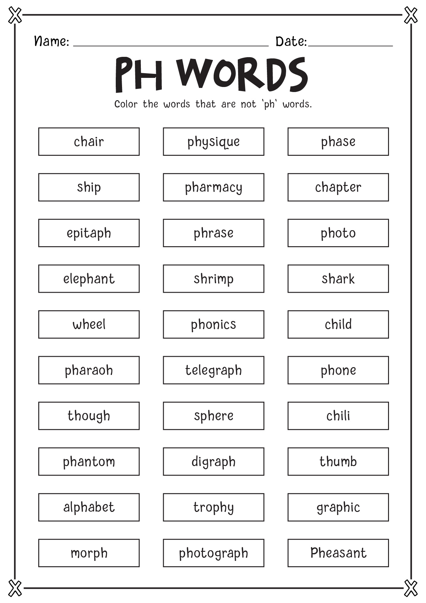 Ph Words Worksheets Image