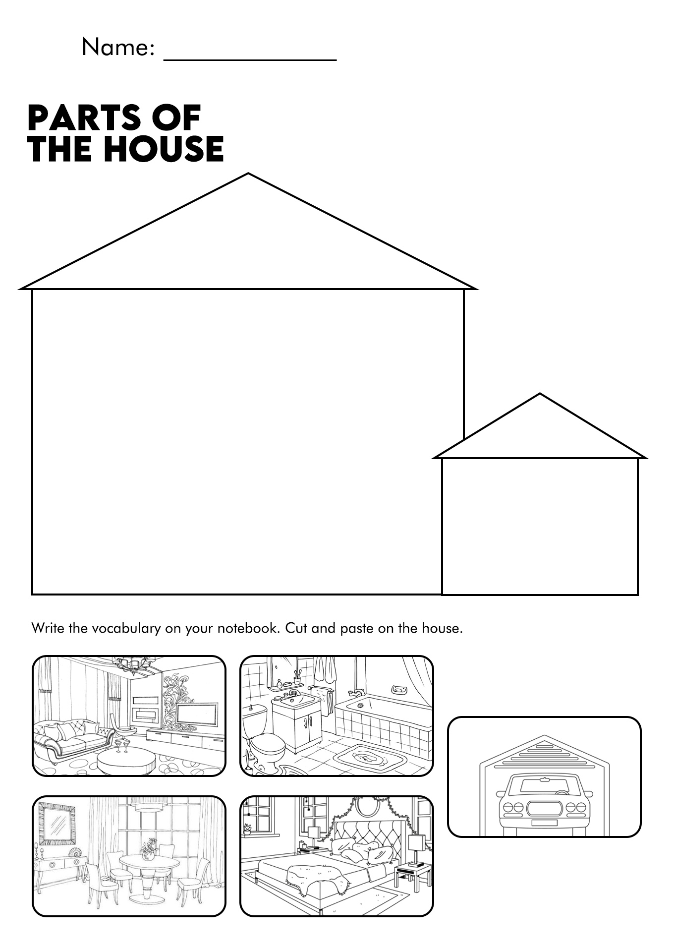 Printable Cut and Paste Parts of a House Image