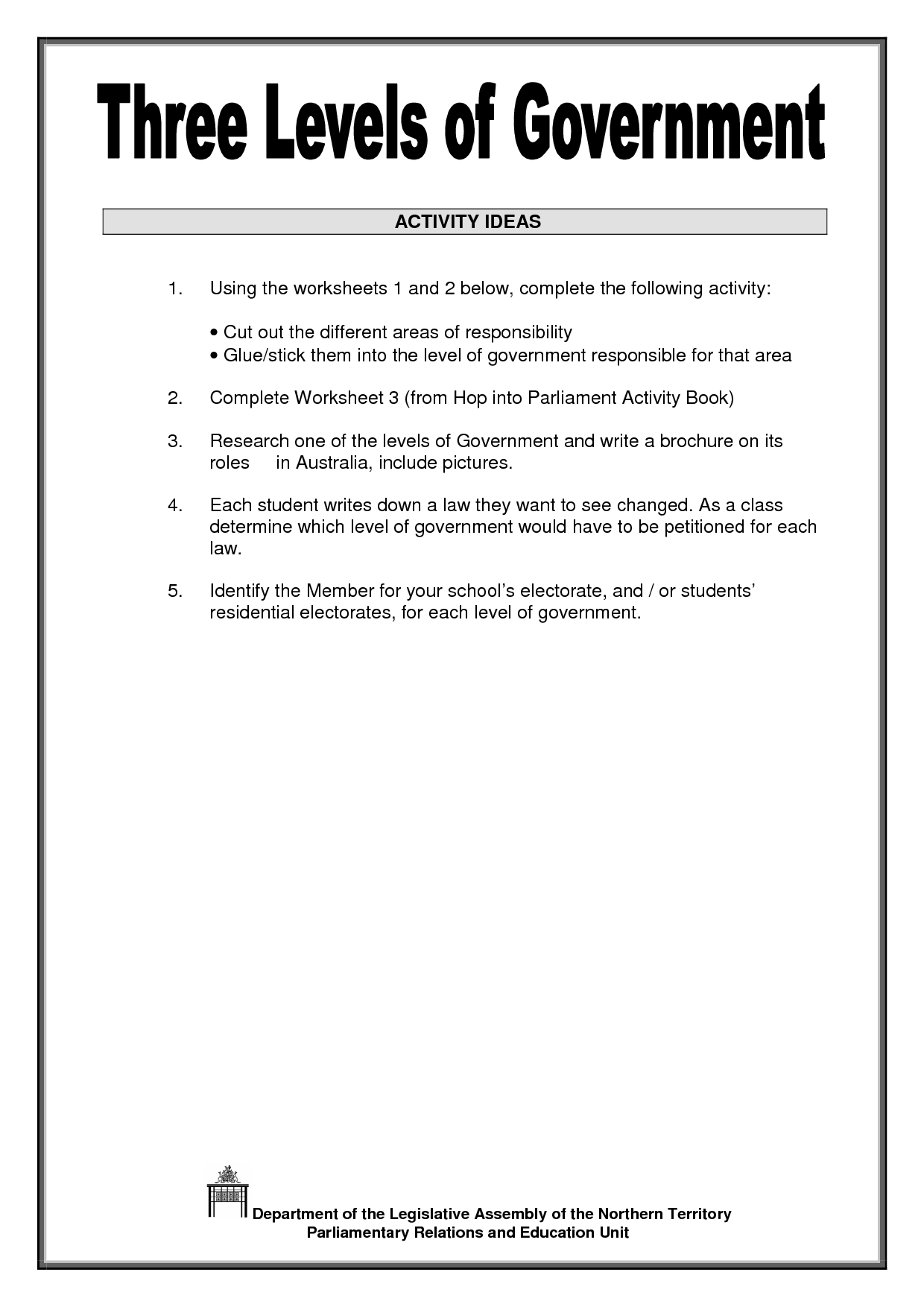 Free Printable U S Government Worksheets