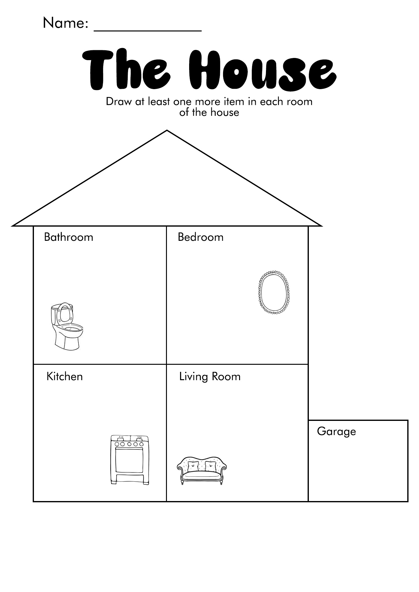 Printable Worksheet Parts of the House