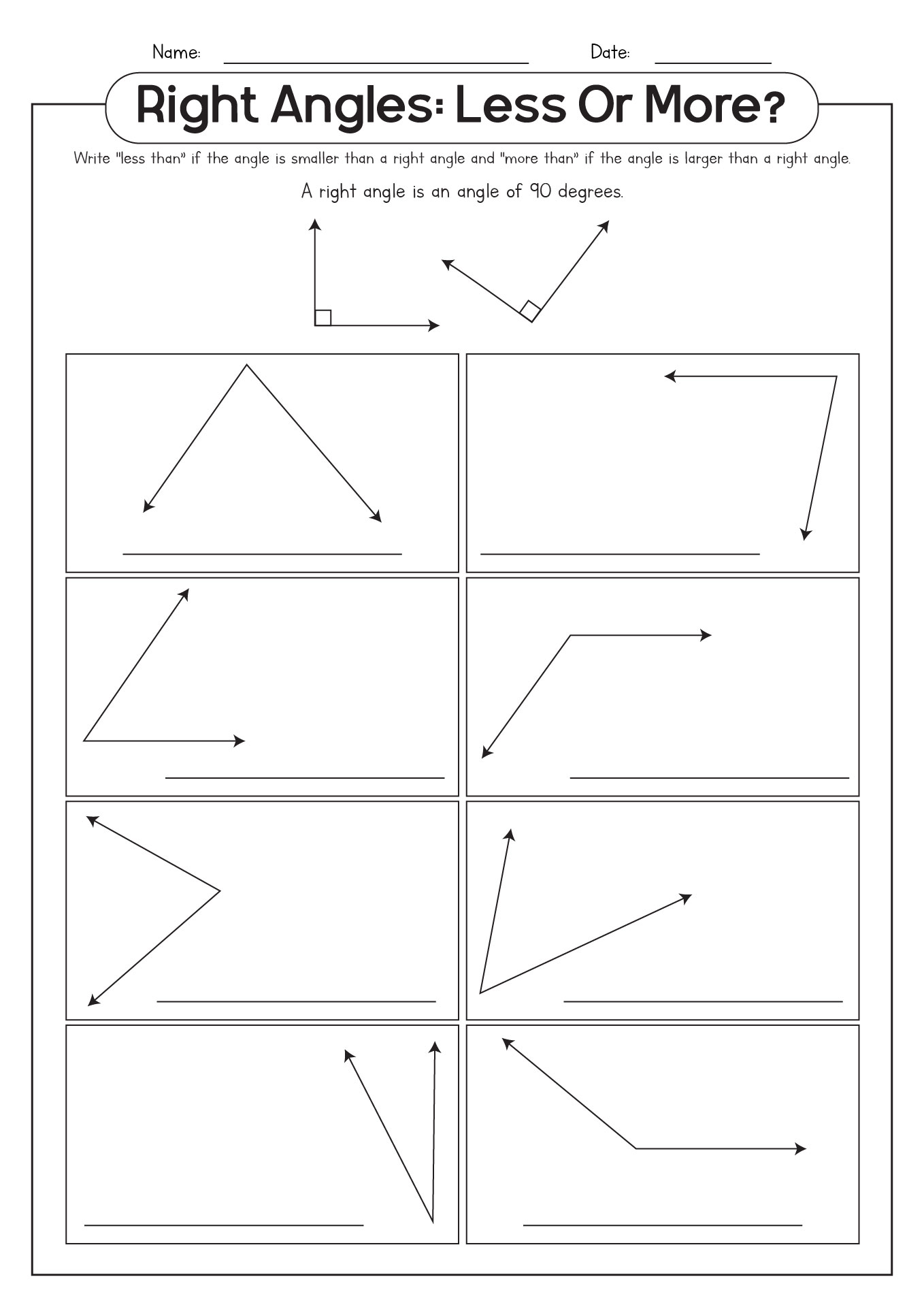 Right Angles Worksheet