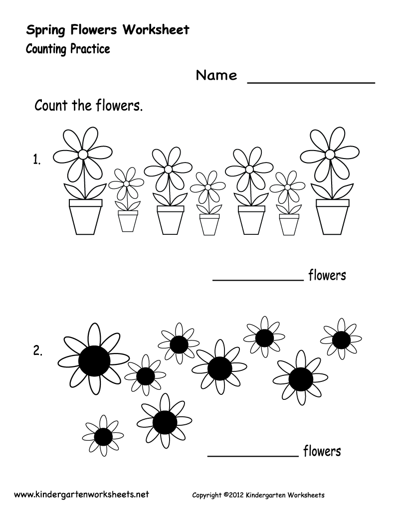 Spring Flowers Preschool Printable Worksheets Image
