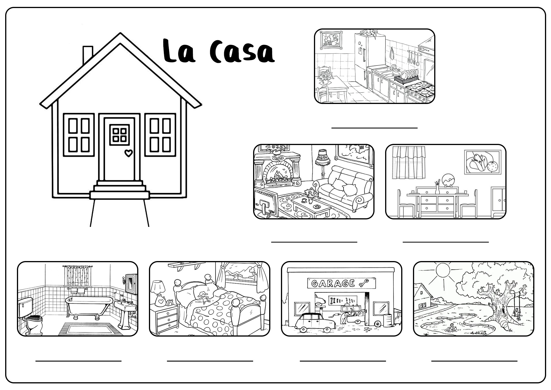 The House Parts Spanish Worksheet Image