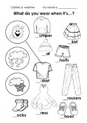 Weather Clothes Worksheet Image