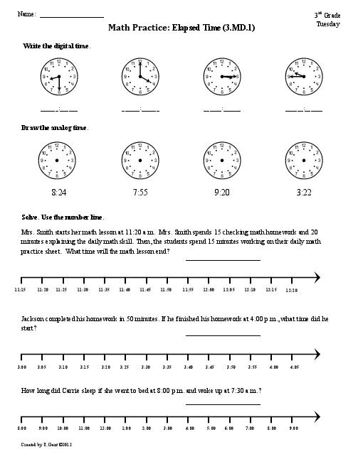 4th Grade Elapsed Time Worksheets