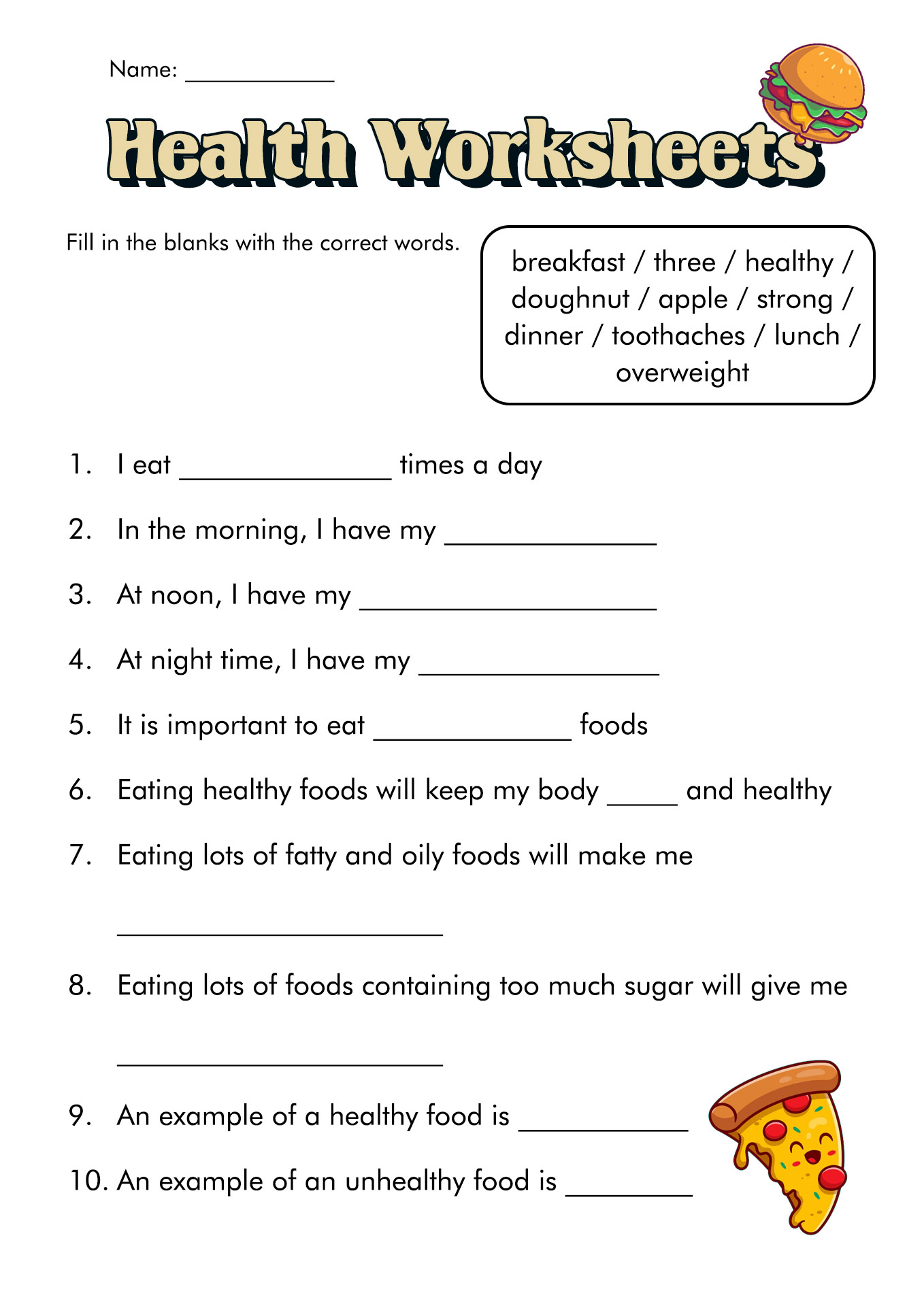 8th Grade Health Worksheets