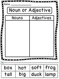 Adjective and Noun Sort Worksheets Image