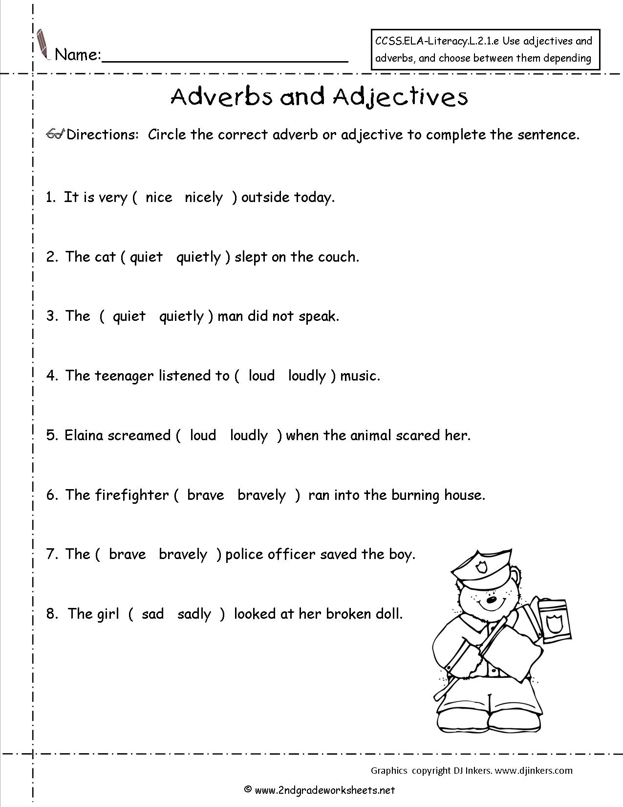 Adjectives and Adverbs Worksheet Grade 2 Image