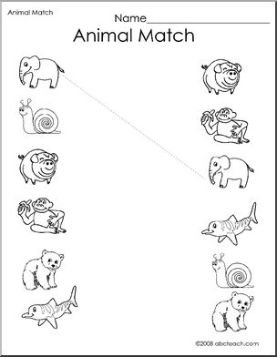 Animal Matching Worksheet Preschool Image