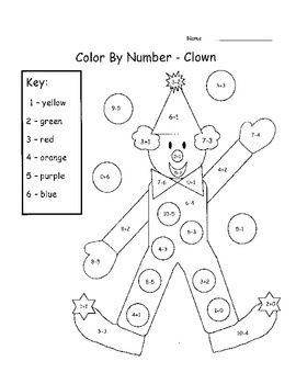 Color by Number Addition and Subtraction Worksheets Image
