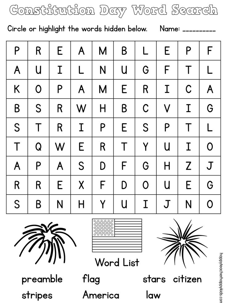 Constitution Day Word Search Image