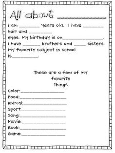 Getting to Know You Question Sheet