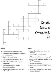 Greek Mythology Crossword Puzzle Image